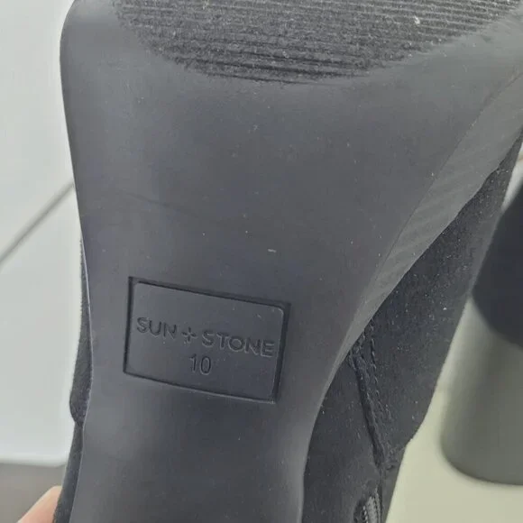 NWT Sun Stone Patriceef Womens Black Faux Suede High Heel Ankle Boots Size 10M - Picture 7 of 9